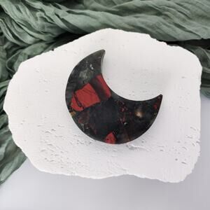 Large African Bloodstone Moon Crystal Carving